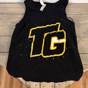 Kids Black Tank Top with Yellow TG Graphic